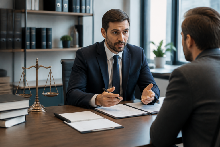 Avocat en droit des étrangers en consultation avec un client