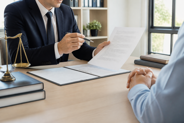 Avocat français en consultation avec un client dans un bureau de cabinet