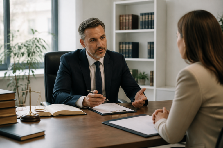 Avocat spécialisé en droit des étrangers en consultation avec un client