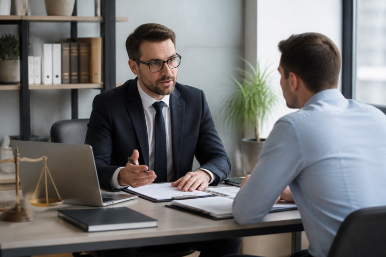 Avocat discutant avec un client dans son bureau