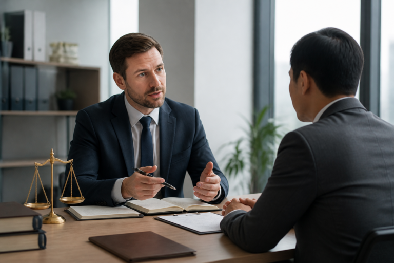Avocat en droit des étrangers en consultation avec un client