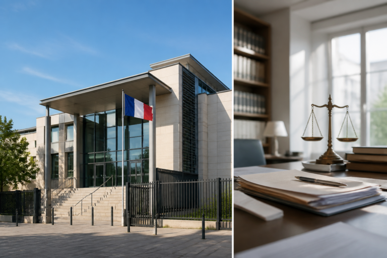 Façade d'un tribunal civil en France