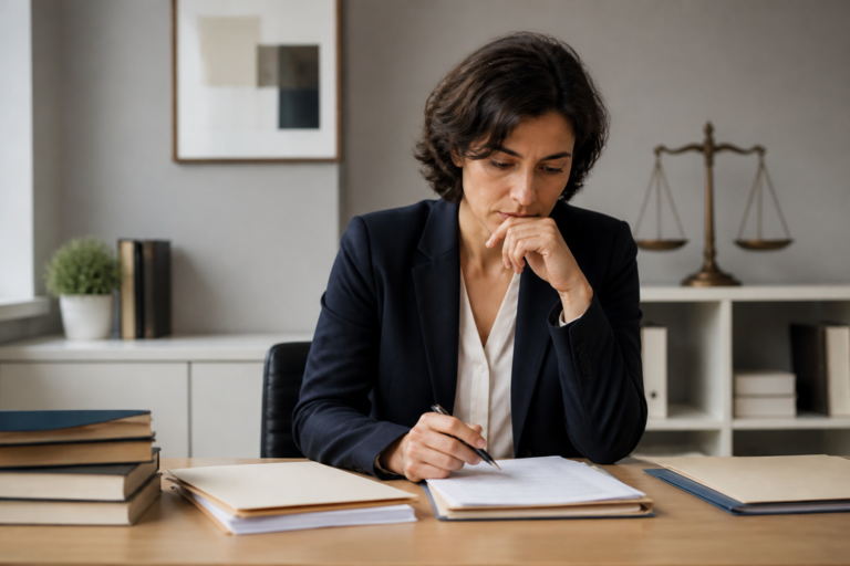 Personne réfléchissant devant des documents de divorce