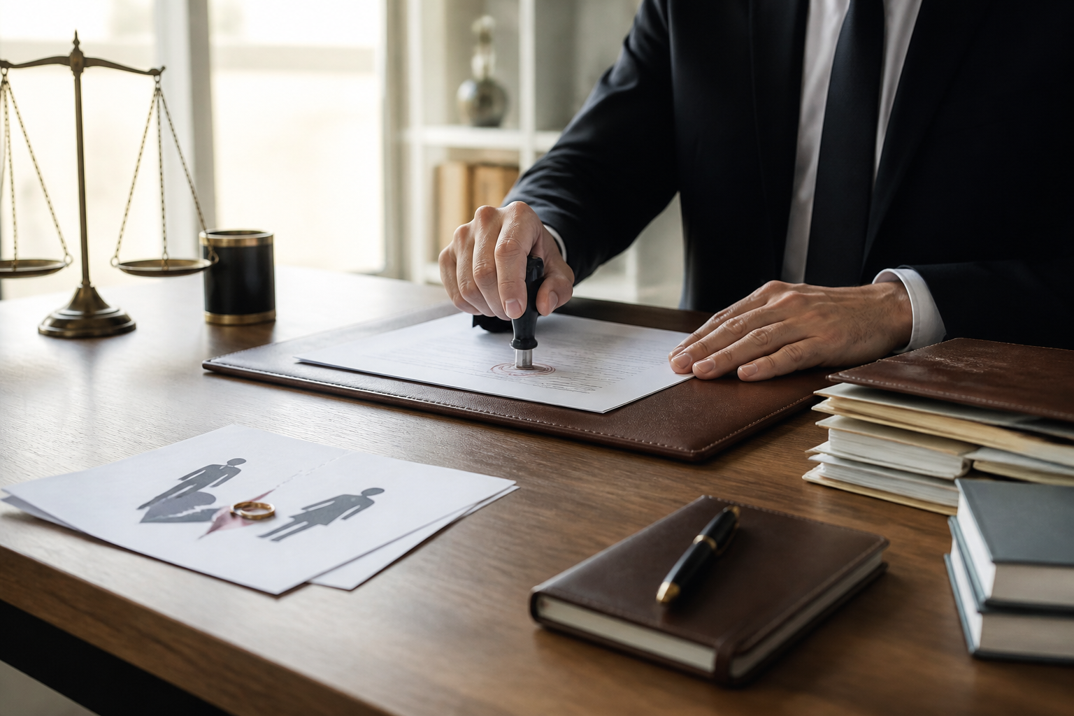 Notaire enregistrant une convention de divorce par consentement mutuel