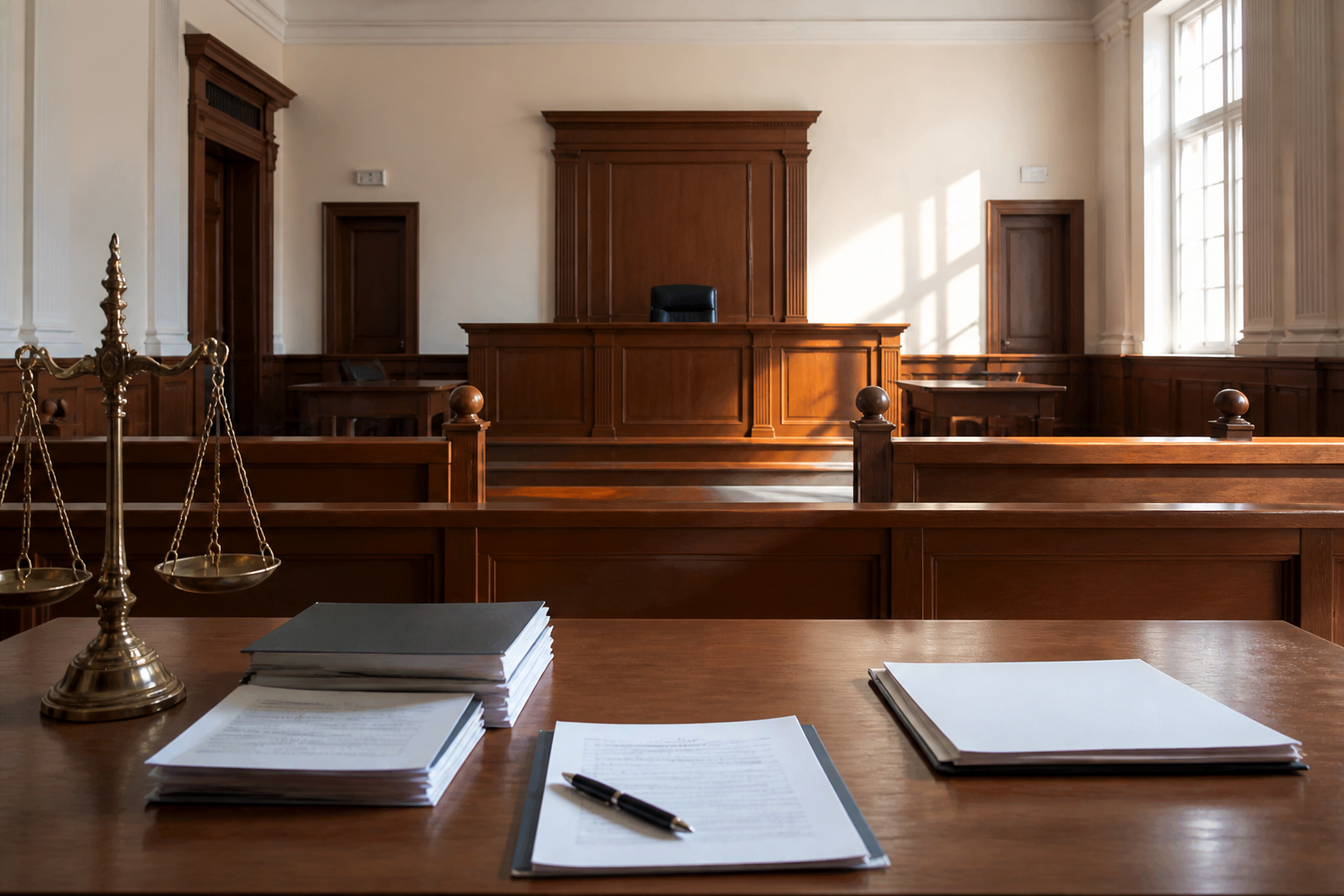 Salle d’audience vide dans un tribunal civil français