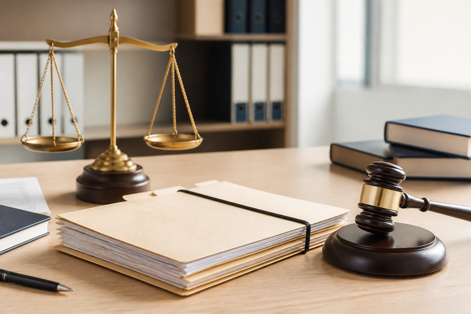 Balance de justice et documents judiciaires symbolisant la procédure pénale