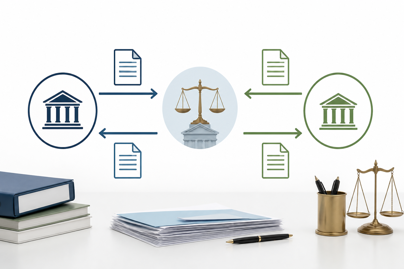 Schéma d'échange de documents entre parties en procédure civile