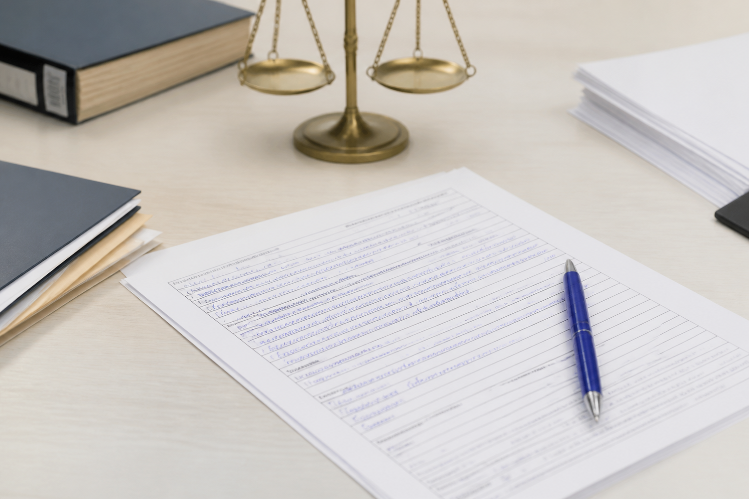 Formulaire de demande d'aide juridictionnelle rempli avec un stylo