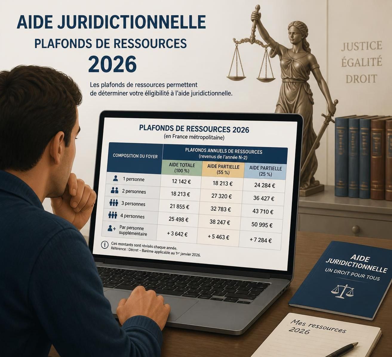 découvrez le plafond de l'aide juridictionnelle en 2026, les conditions d'éligibilité et les démarches pour en bénéficier afin d'accéder à une assistance juridique gratuite ou à moindre coût.